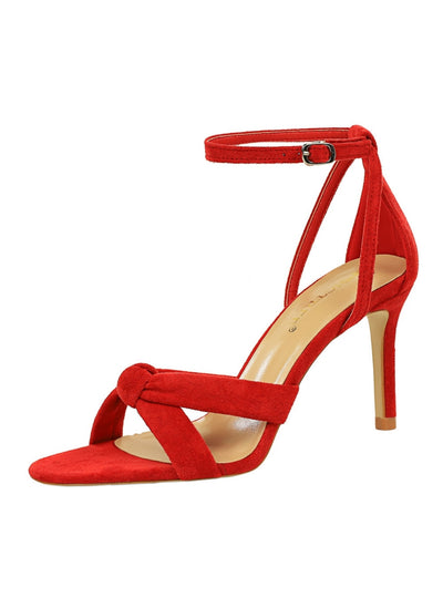 Thin-heeled Suede Cross-strap Sandals