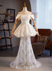 White Mermaid Lace Pleats Wedding Dress