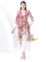 Sexy Lace V-neck Retro Print Dress