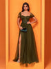 Tulle Green Slit Prom Dress