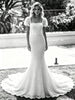 White Mermaid Lace Puff Sleeve Wedding Dress