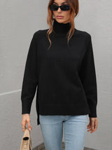 Solid Color High Neck Sweater