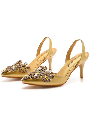 Gold Shallow Mouth Beads Head Sandals