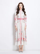 Porcelain Pattern Stand-up Long Dress