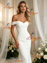 White Mermaid Off the Shoulder Wedding Dress