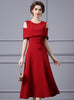 Red Beading Scoop Neck Mother Of The Bride Dress