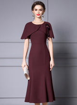 Burgundy Flower Beading Mother of the Bride Dress