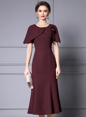 Burgundy Flower Beading Mother of the Bride Dress