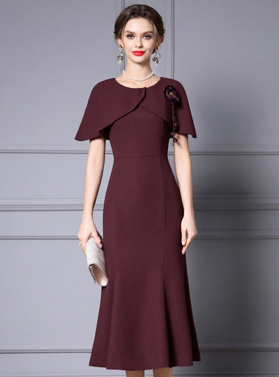 Burgundy Flower Beading Mother of the Bride Dress