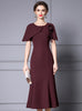 Burgundy Flower Beading Mother of the Bride Dress