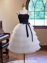White Tulle Spaghetti Straps Homecoming Dress