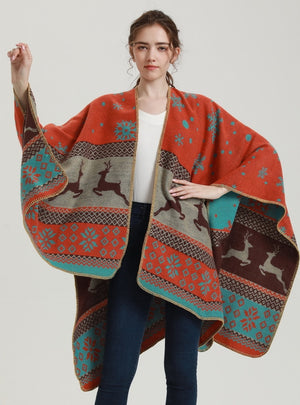 Split Scarf Shawl Double-sided Knitted Shawl