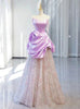 Sequins Strapless Pearls Prom Dress