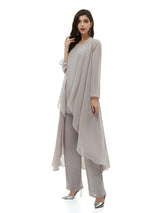Gray Chiffon 3 Piece Mother Of The Bride Dress