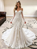 White Mermaid Lace Straps Wedding Dress