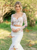 White Mermaid Lace Long Sleeve Wedding Dress