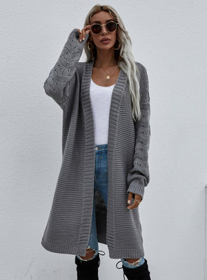 Long Cardigan Solid Color Fashion Sweater