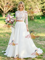 White Lace Long Sleeve Wedding Dress