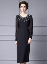 Black Long Sleeve Mother Of The Bride Dress