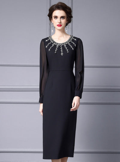 Black Long Sleeve Mother Of The Bride Dress