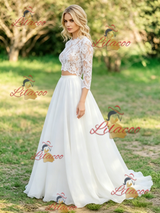 White Lace Long Sleeve Wedding Dress
