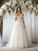 Beige White Lace Off the Shoulder Appliques Wedding Dress