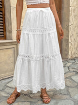 A-line Leisure Seaside Holiday Skirt