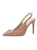 Pointed Heart-shaped Metal Rhinestone Stiletto Sandals
