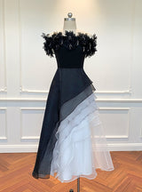 Flower Tube Top Black White Dress