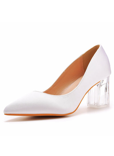 Crystal Square and Transparent Pointed Wedding Shoes