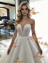 Vintage White Strapless Wedding Dress