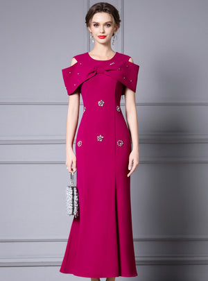 Fuchsia Crystal Mother Of The Bride Dress
