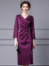 Burgundy Long Sleeve Mother Of The Bride Dress