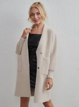 Pocket Cardigan Imitation Mink Knitted Coat
