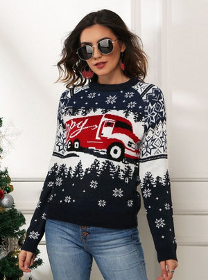 Christmas Pullover Long Sleeve Loose Jacquard Sweater