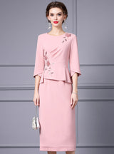 Burgundy Beading Appliques Mother Of The Bride Dress
