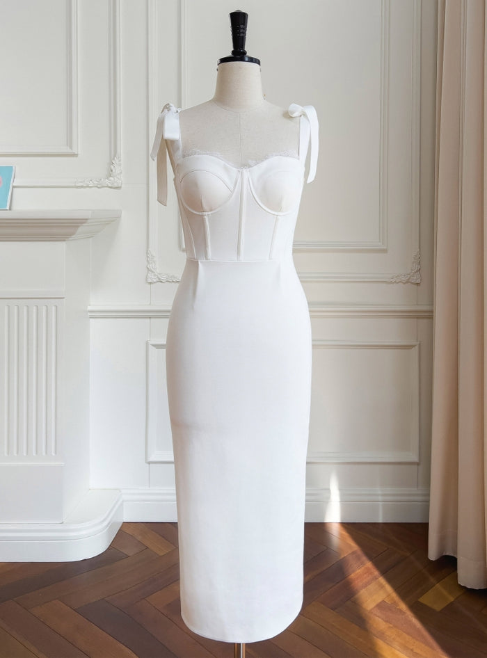 Sling White Bow Tube Top Dress