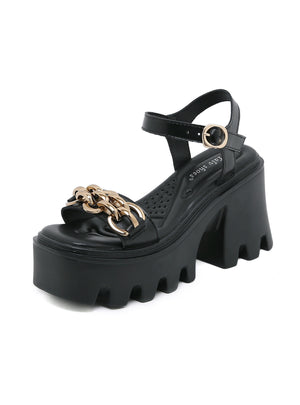 Thick Chain Sponge Cake Bottom Thick-heeled High-heeled Sandals