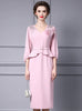 Pink V-neck Beading Flower Mother Of The Bride Dress