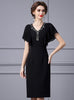 Black V-neck Crystal Mother Of The Bride Dress