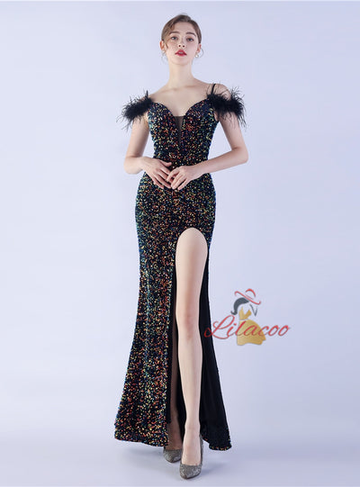 Mermaid Sequins Spaghetti Straps Prom Dress