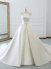 White Satin Backless Wedding Dress