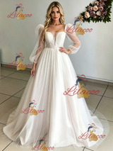 Tulle Long Sleeve Wedding Dress