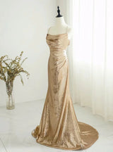 Gold Mermaid Sequins Spaghetti Straps Prom Dress