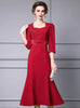 Red Short Sleeve Mother of the Bride Dress