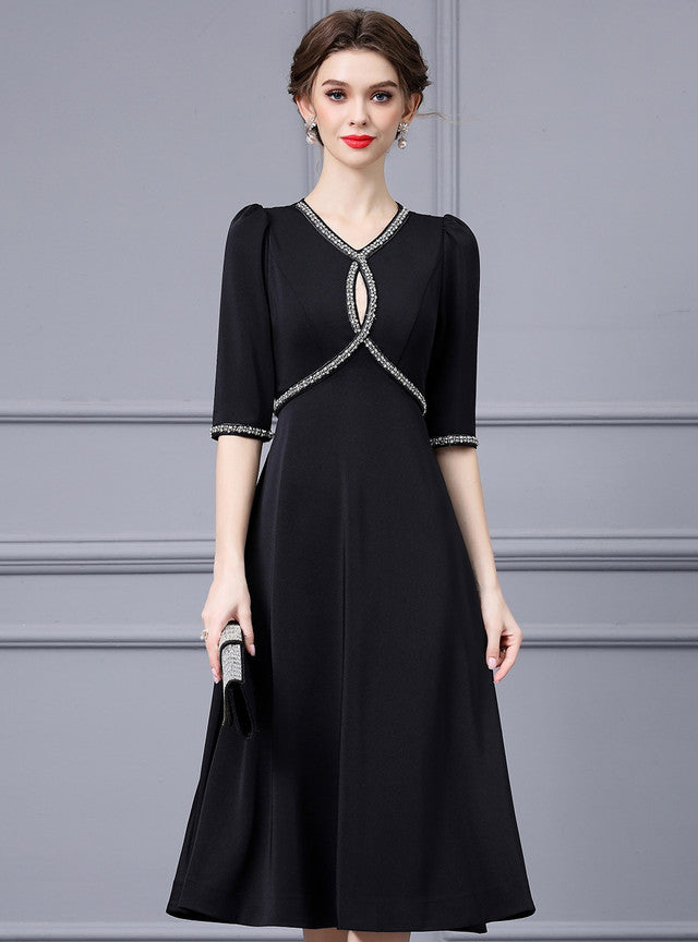 Short Sleeve Beading Mother Of The Bride Dress