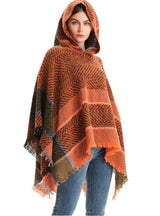 Fishbone Shawl Hooded Cape Cloak