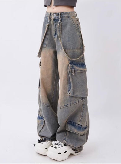 Retro Large Pocket Straight Pant