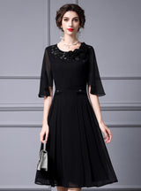 Red Chiffon 3D Flower Beading Mother Of The Bride Dress