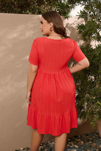 Loose Short Sleeve High Waist Plus Size Dress